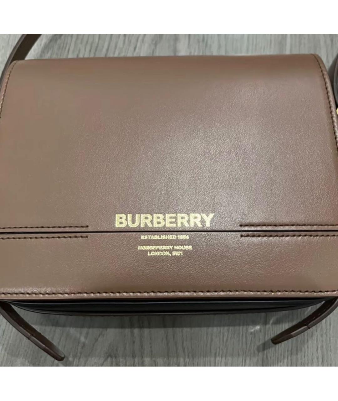 BURBERRY Коричневая кожаная сумка через плечо, фото 7