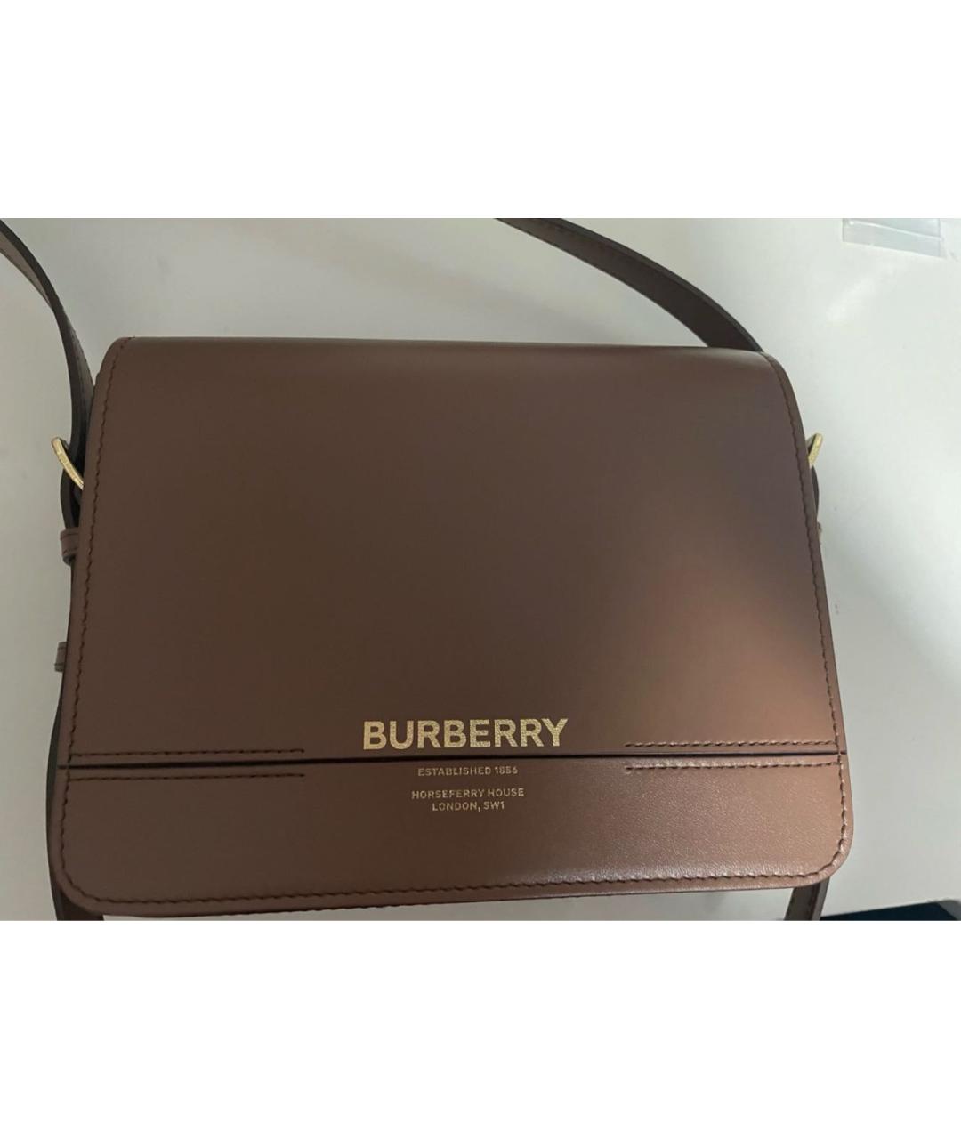 BURBERRY Коричневая кожаная сумка через плечо, фото 5