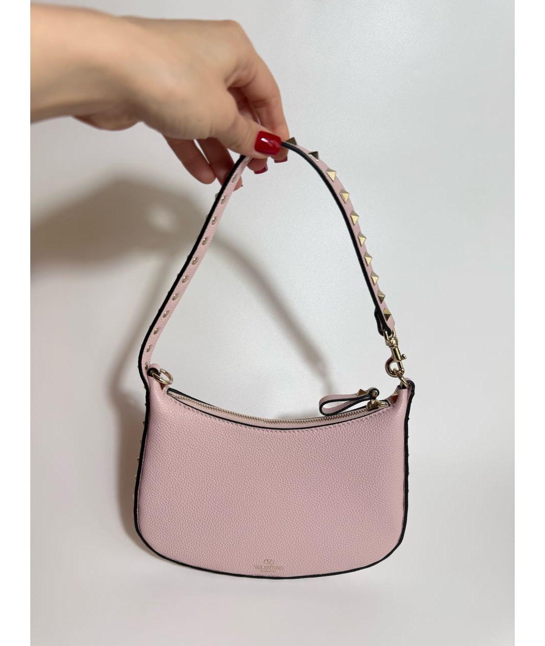 VALENTINO Розовая кожаная сумка с короткими ручками, фото 6
