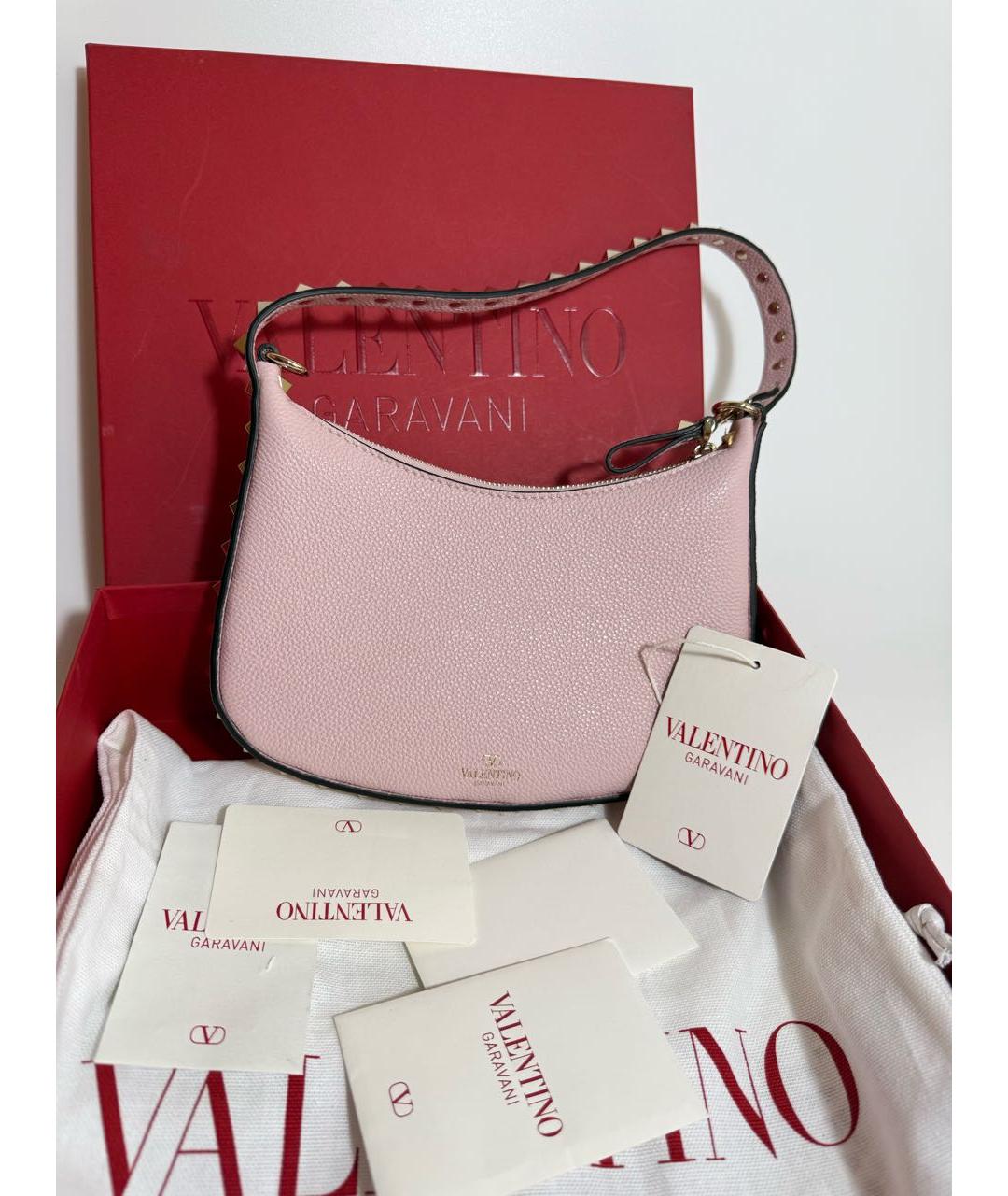 VALENTINO Розовая кожаная сумка с короткими ручками, фото 5