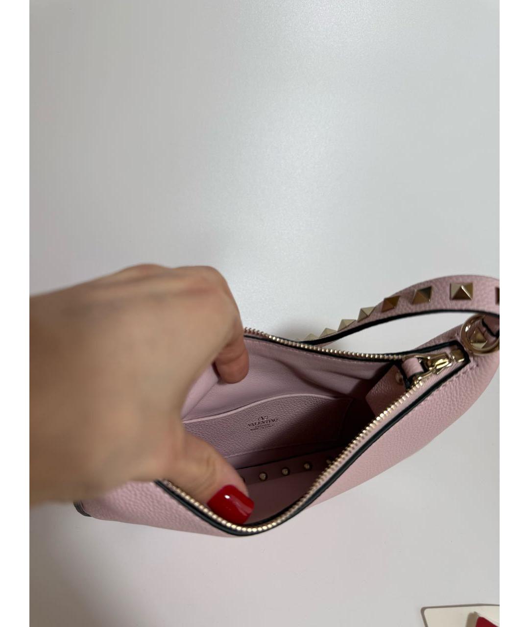 VALENTINO Розовая кожаная сумка с короткими ручками, фото 4