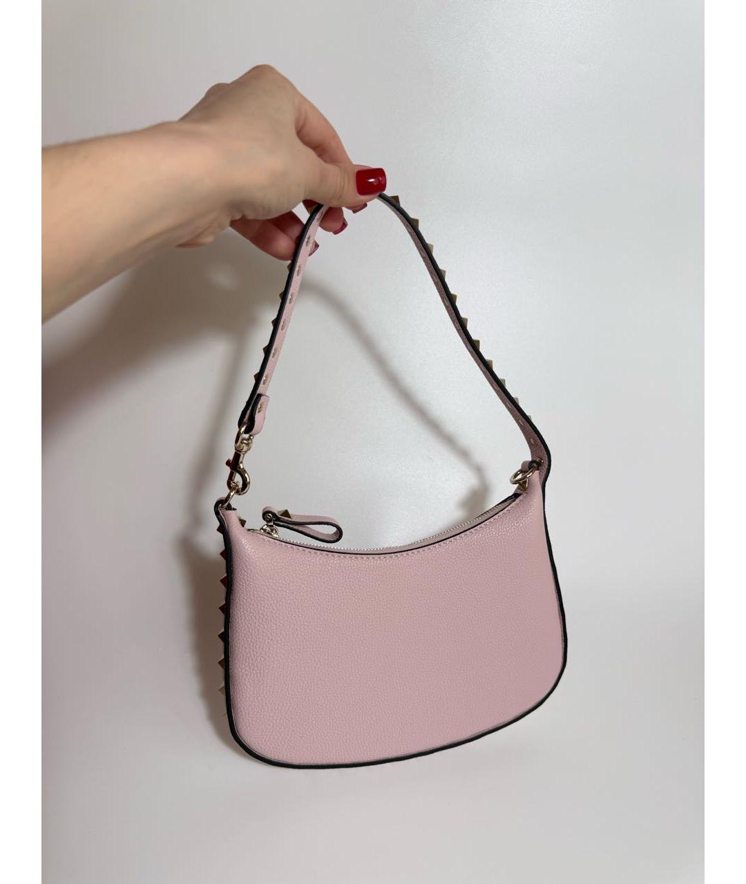 VALENTINO Розовая кожаная сумка с короткими ручками, фото 3