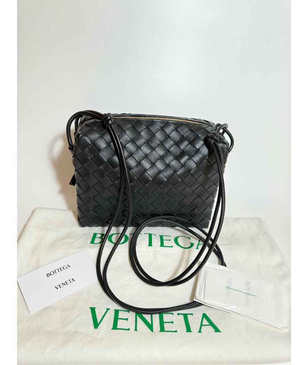 BOTTEGA VENETA Черная кожаная сумка через плечо, фото 5