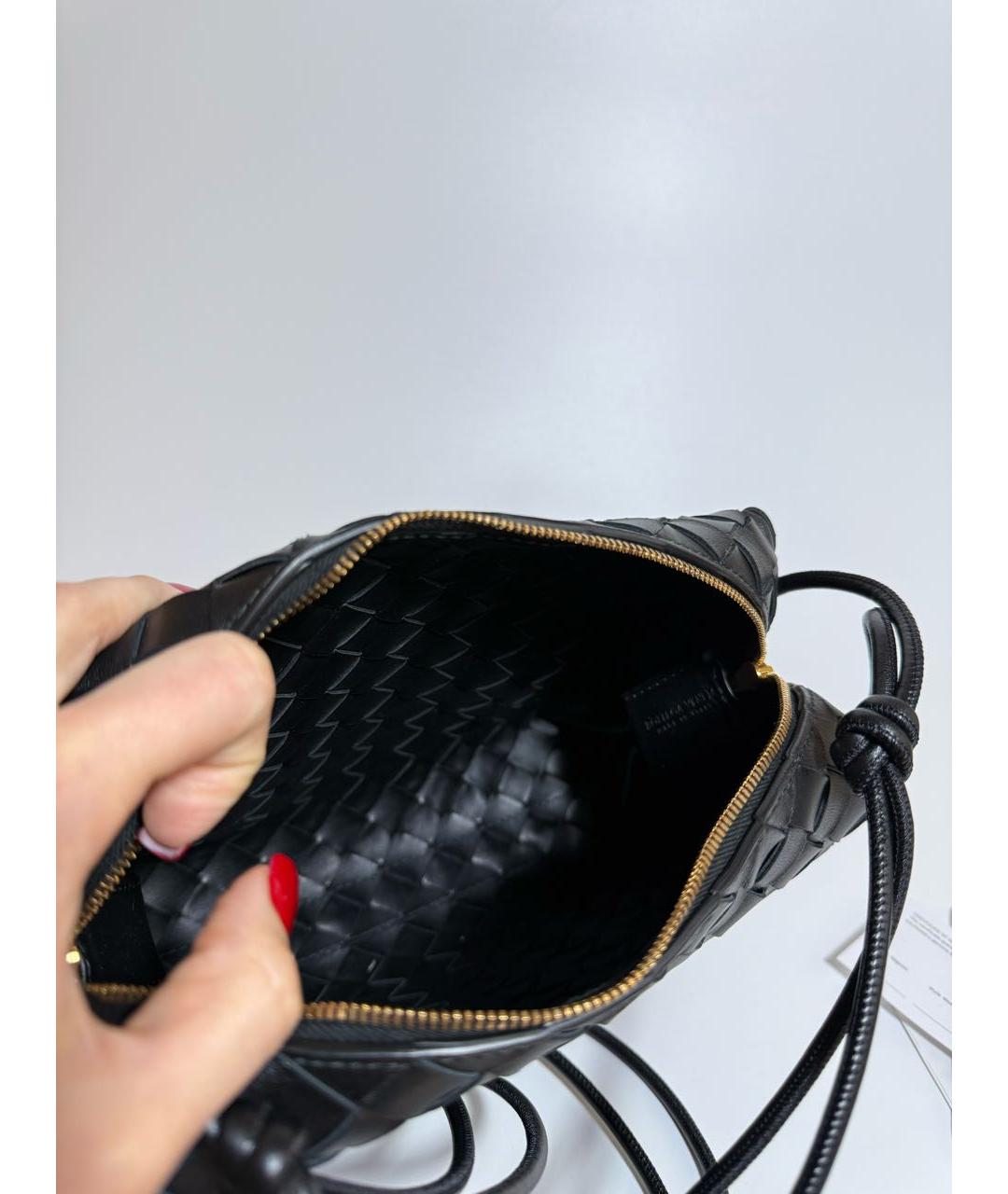 BOTTEGA VENETA Черная кожаная сумка через плечо, фото 4