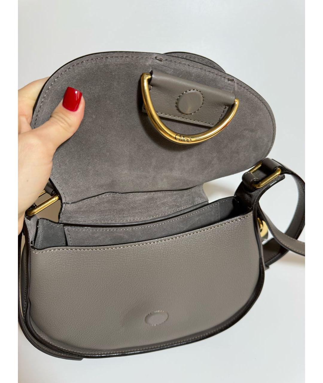 CHLOE Антрацитовая кожаная сумка через плечо, фото 4