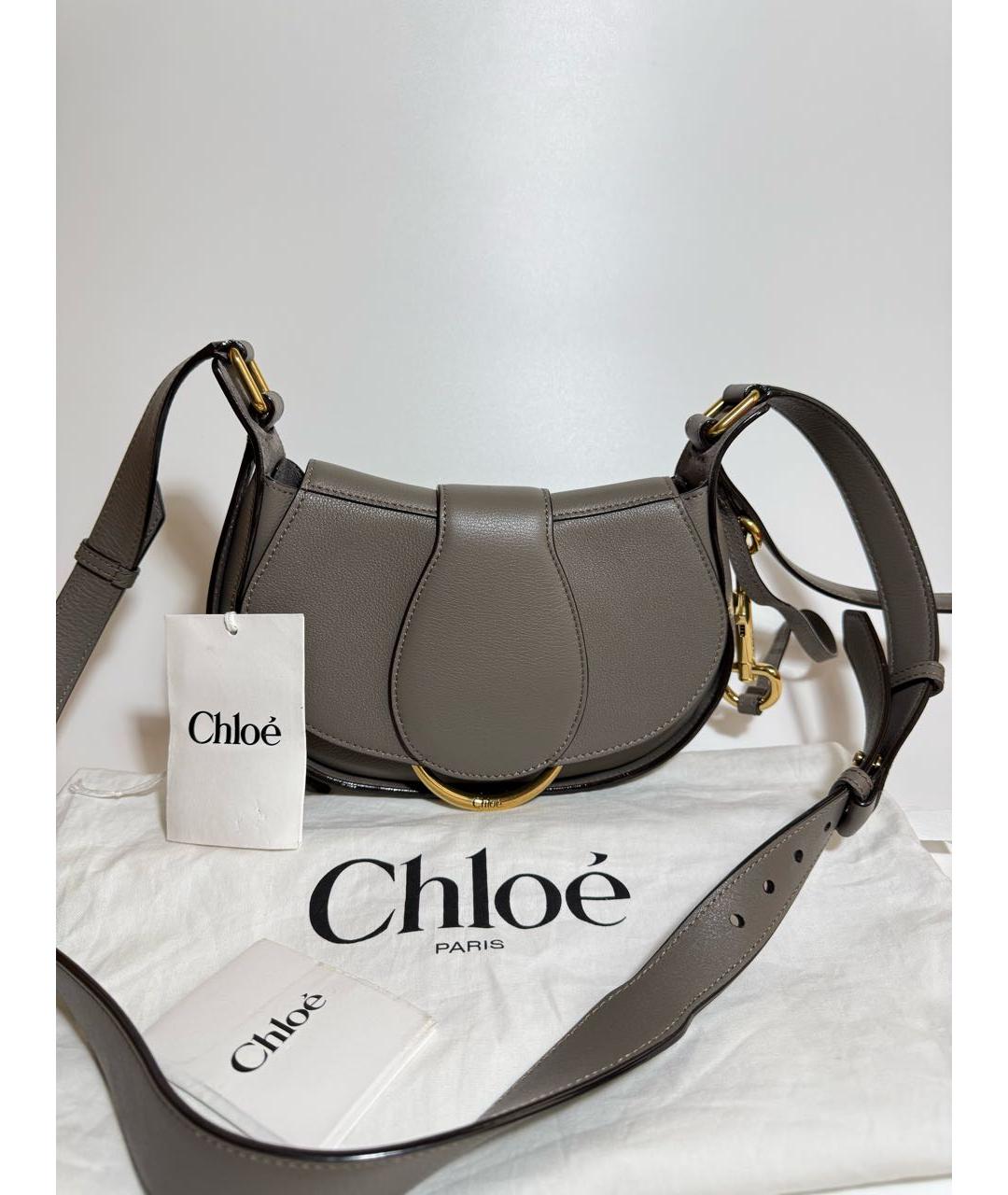 CHLOE Антрацитовая кожаная сумка через плечо, фото 5