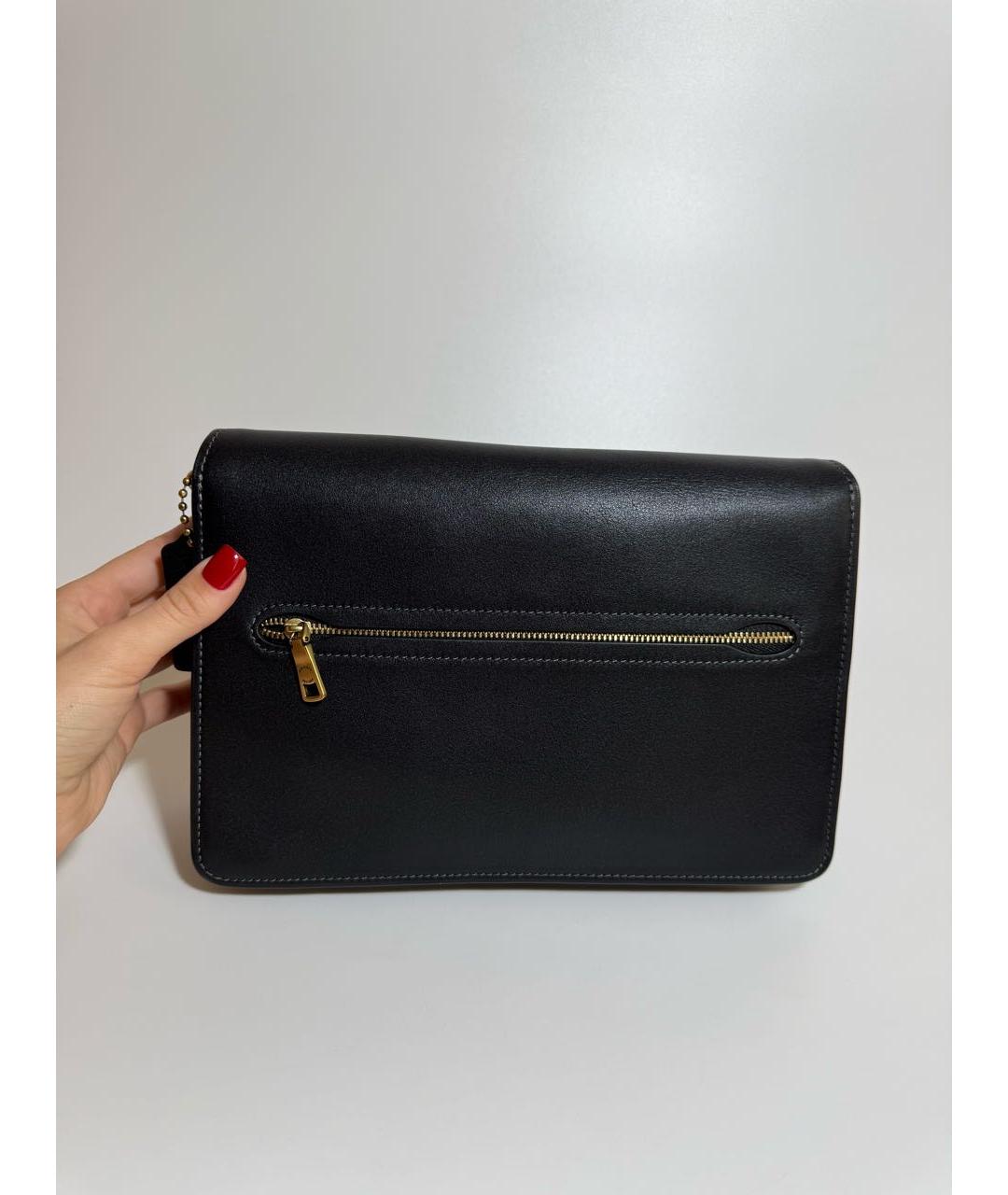 COACH Черная кожаная сумка через плечо, фото 3