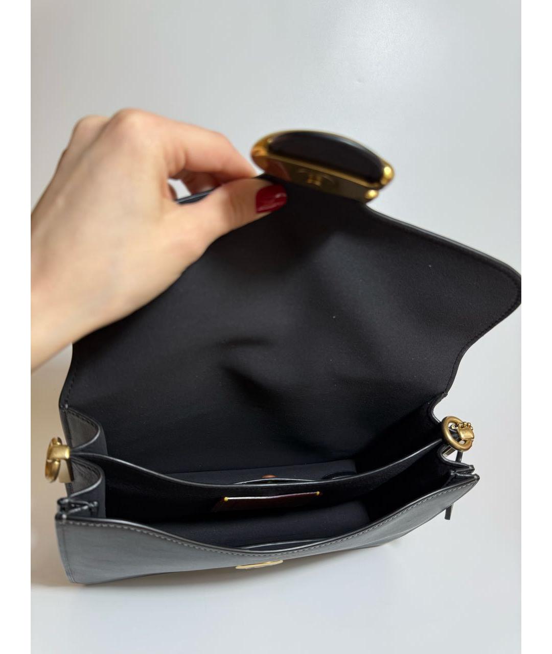 COACH Черная кожаная сумка через плечо, фото 4