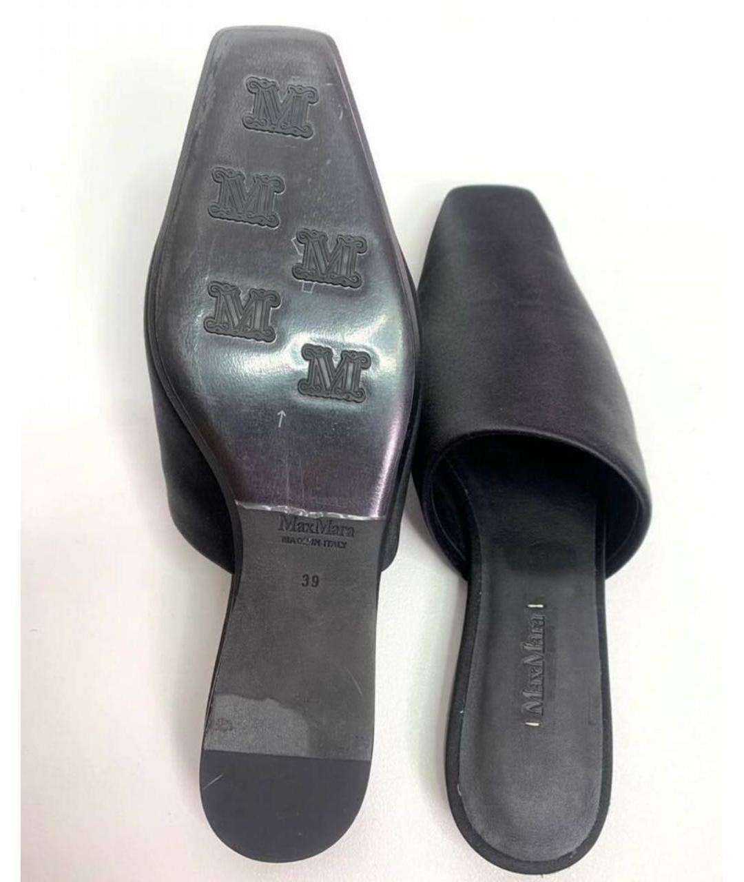 MAX MARA Черные кожаные мюли, фото 6