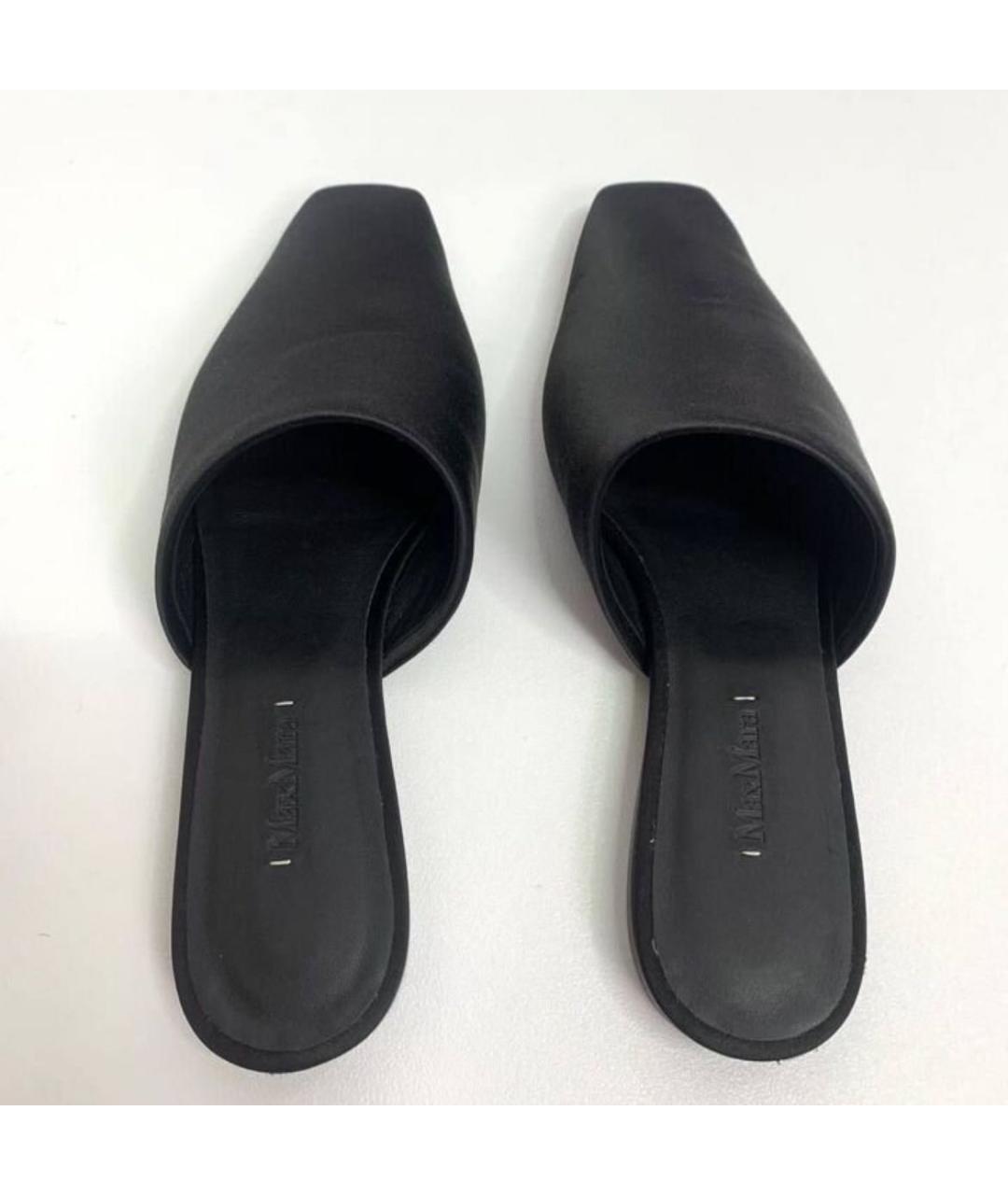MAX MARA Черные кожаные мюли, фото 3