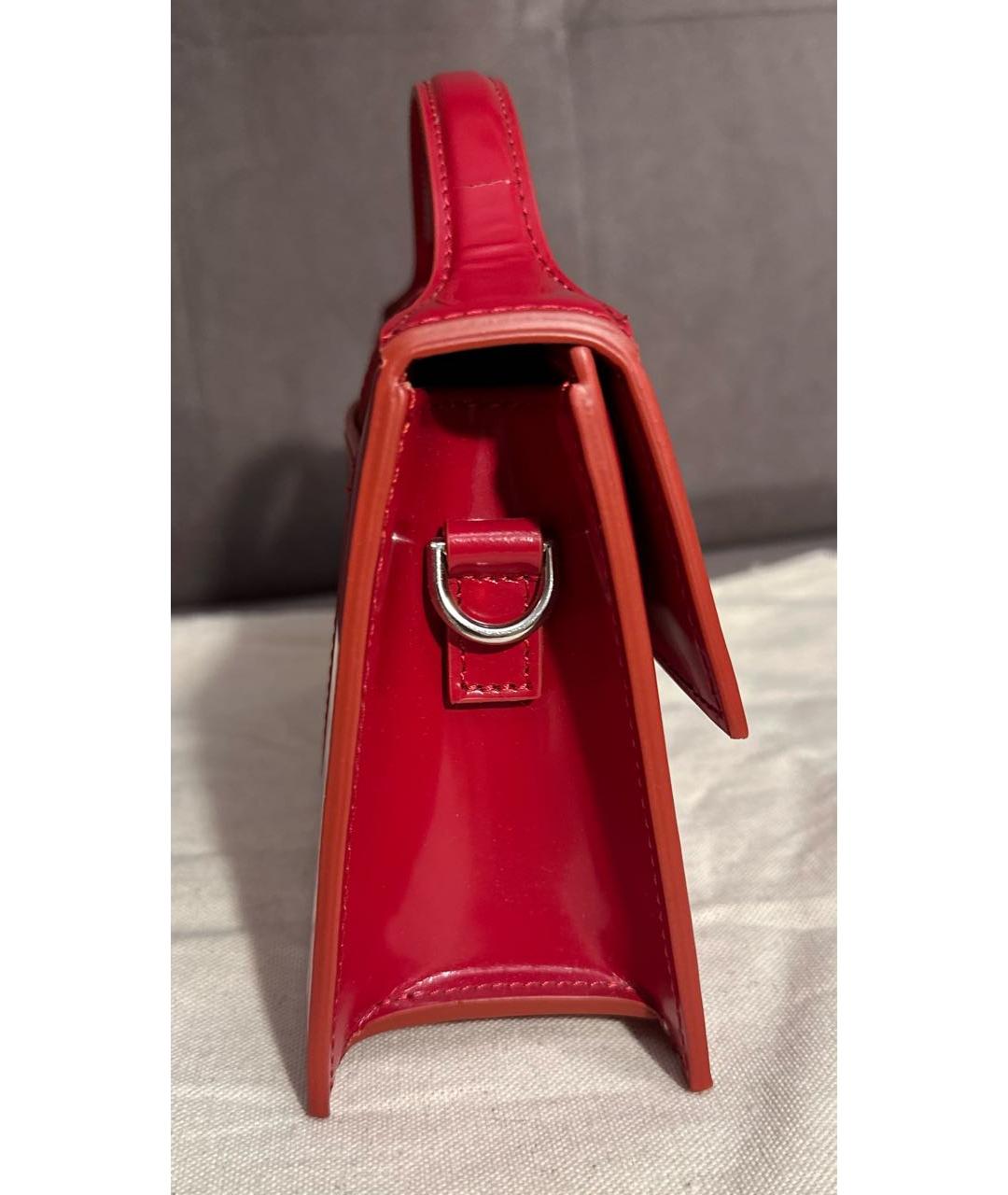 JACQUEMUS Красная сумка с короткими ручками из лакированной кожи, фото 8