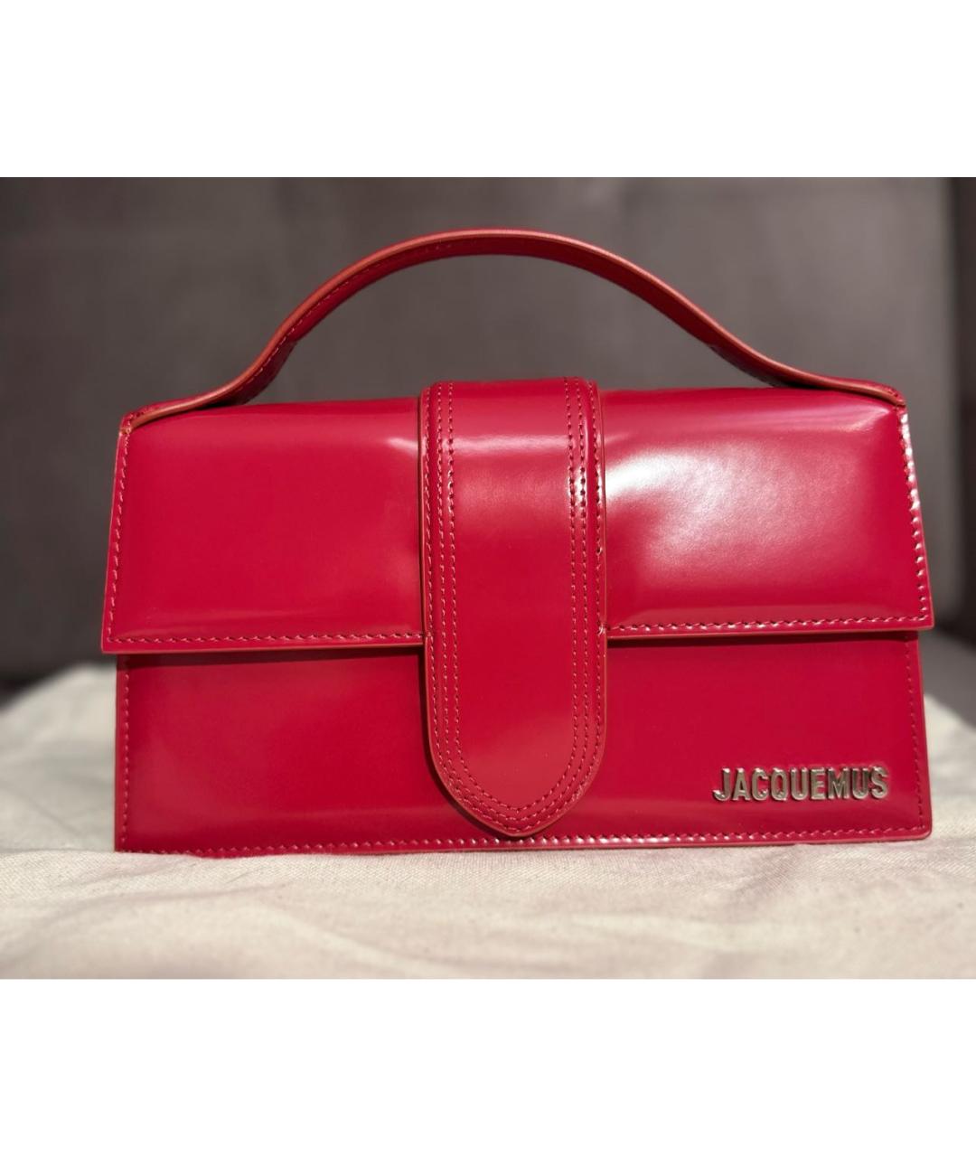 JACQUEMUS Красная сумка с короткими ручками из лакированной кожи, фото 9