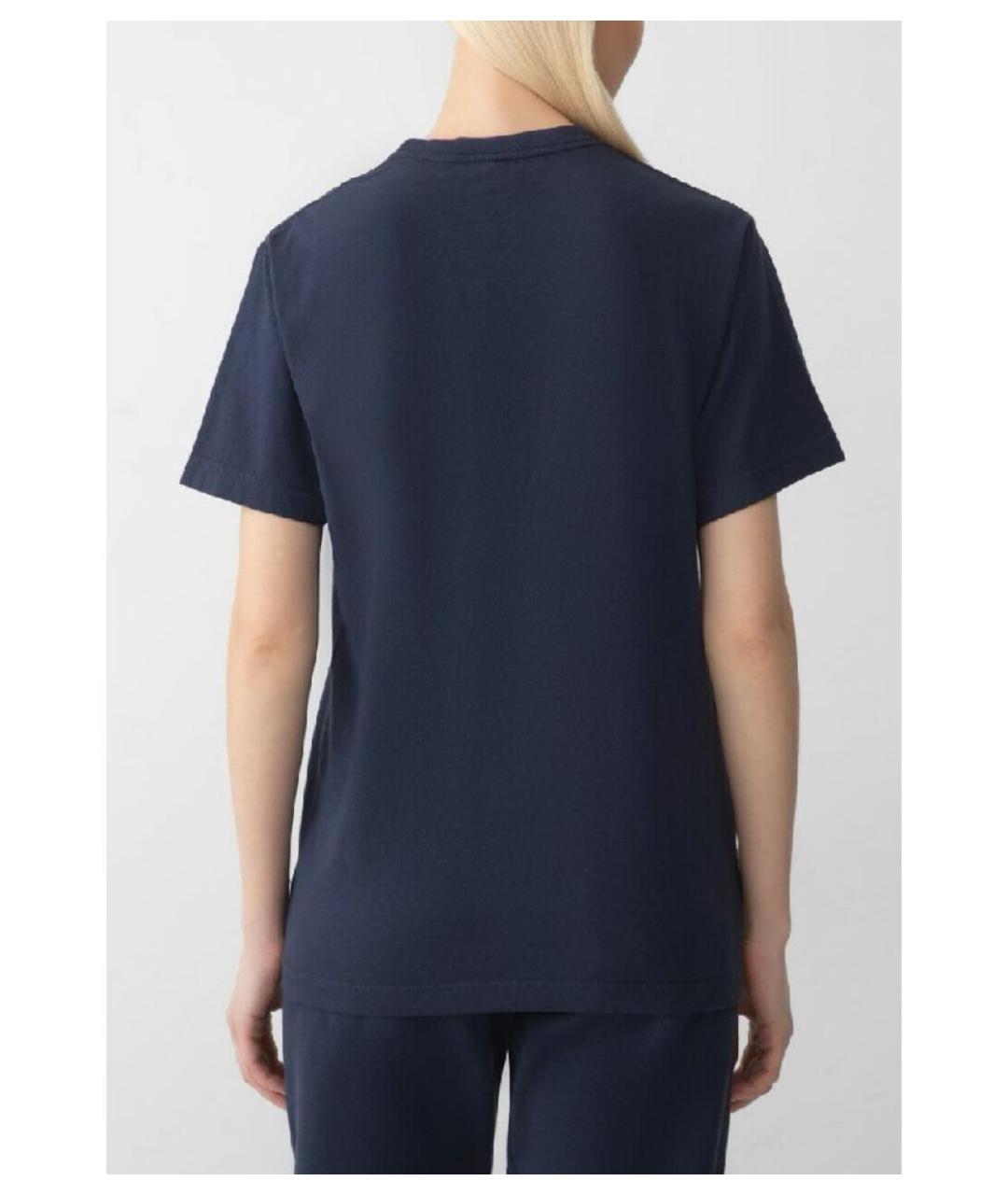 SPORTY AND RICH Темно-синяя хлопковая футболка, фото 6
