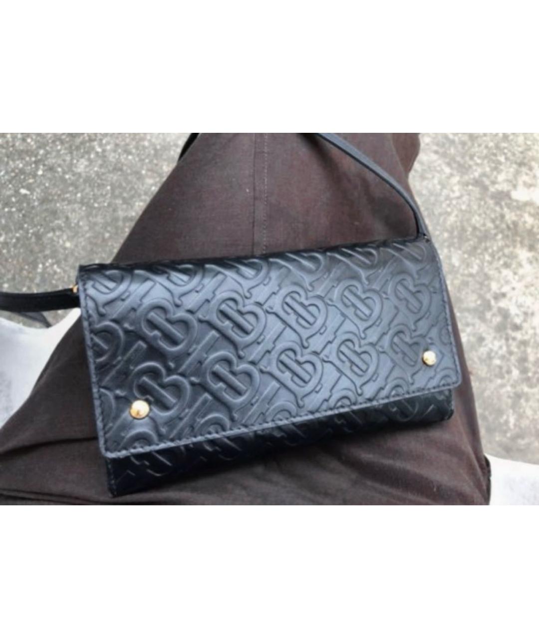 BURBERRY Черная кожаная сумка через плечо, фото 8