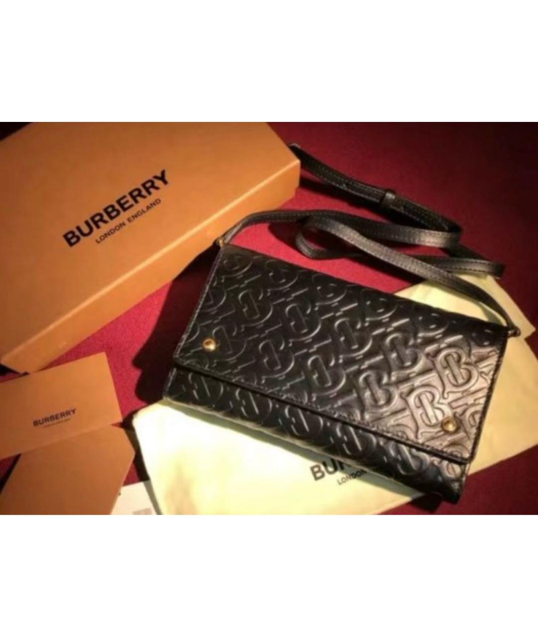 BURBERRY Черная кожаная сумка через плечо, фото 6