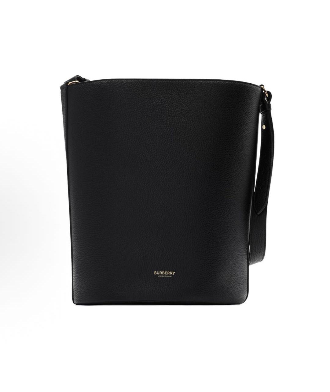 BURBERRY Черная кожаная сумка тоут, фото 5