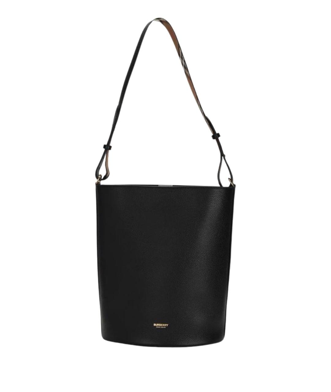 BURBERRY Черная кожаная сумка тоут, фото 1