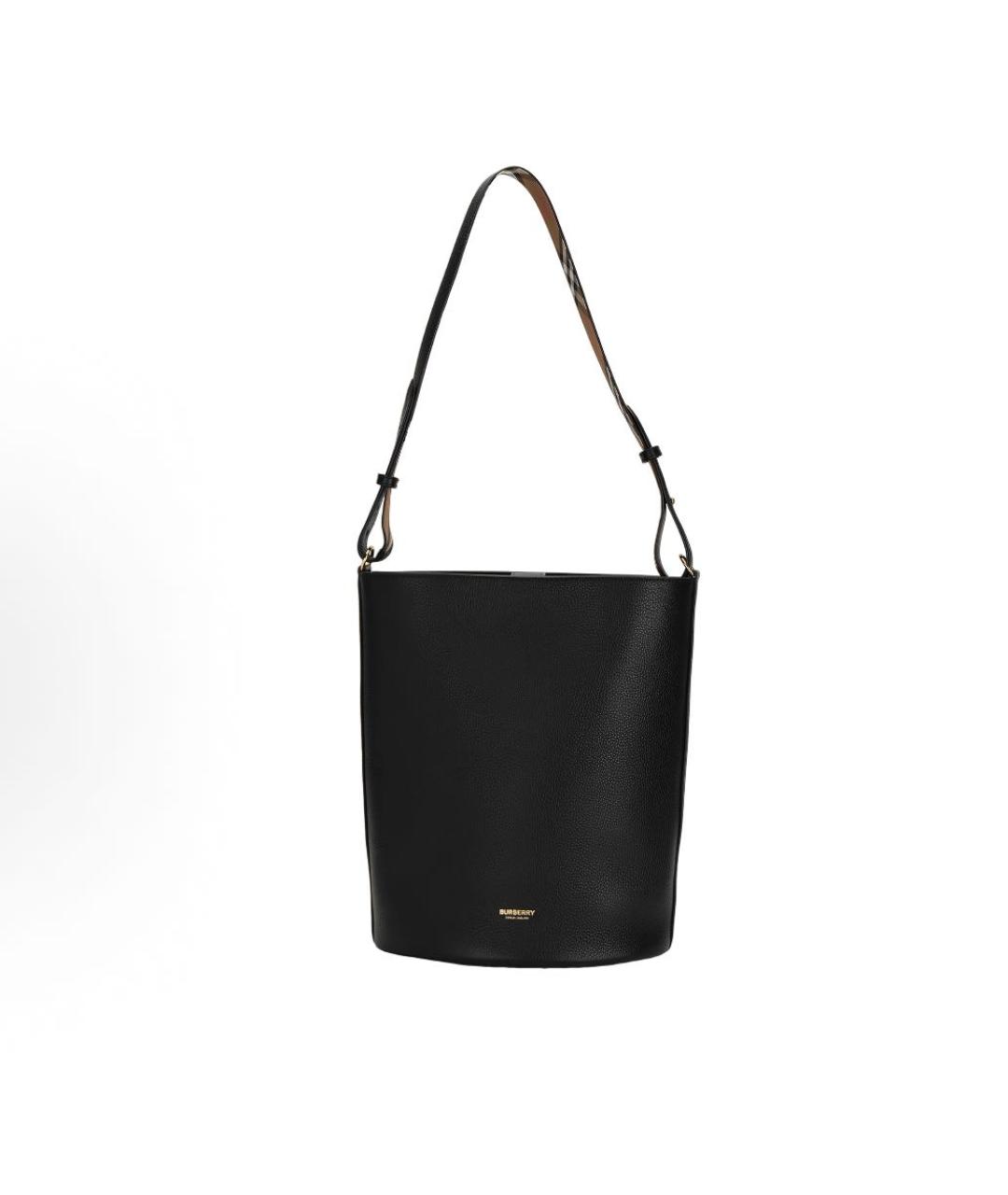 BURBERRY Черная кожаная сумка тоут, фото 8