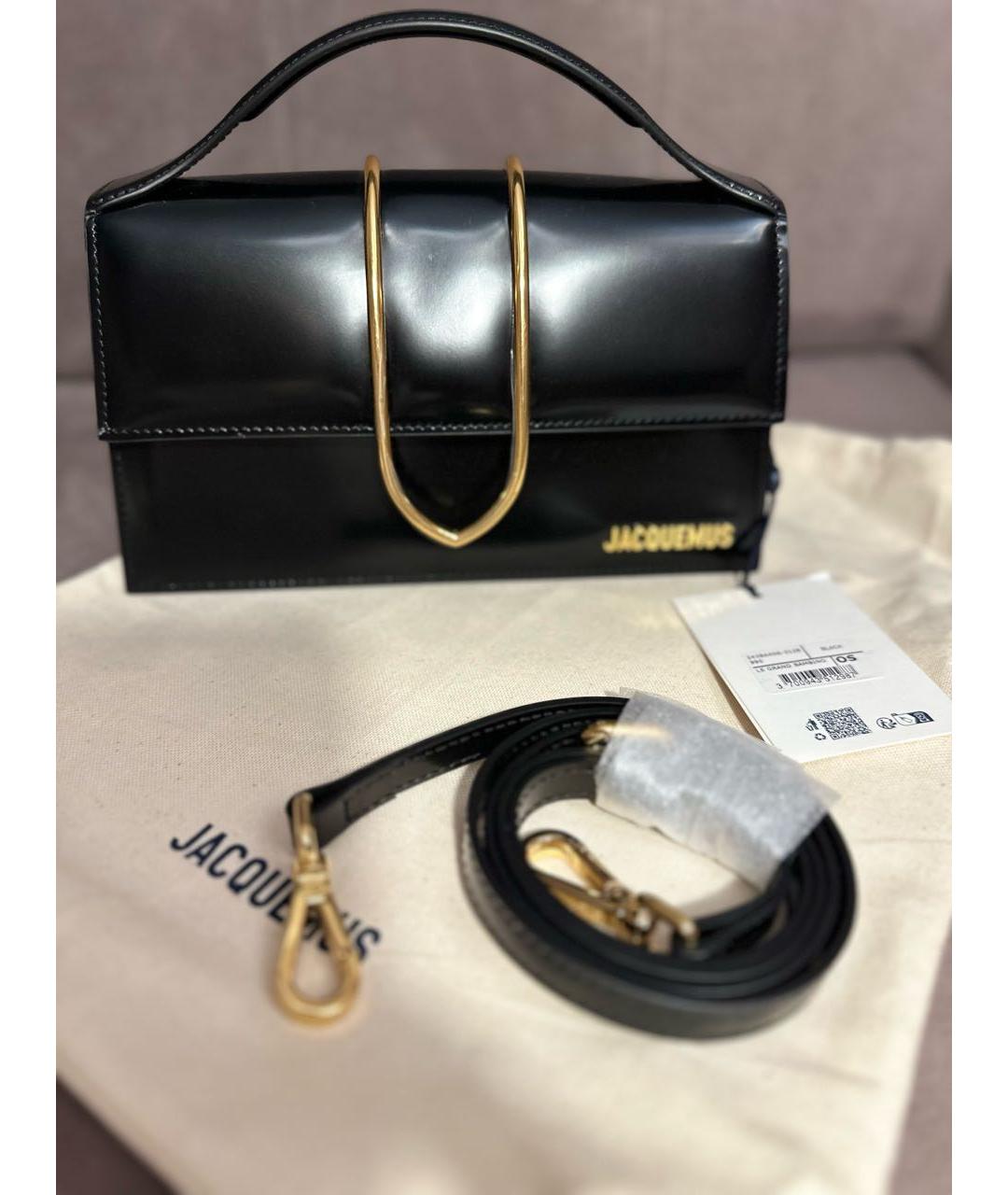 JACQUEMUS Черная кожаная сумка с короткими ручками, фото 6