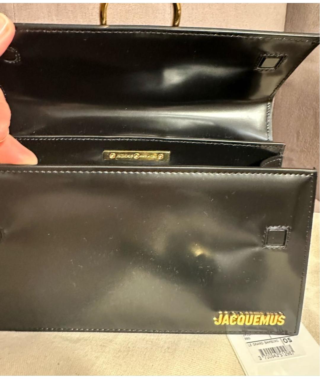 JACQUEMUS Черная кожаная сумка с короткими ручками, фото 8