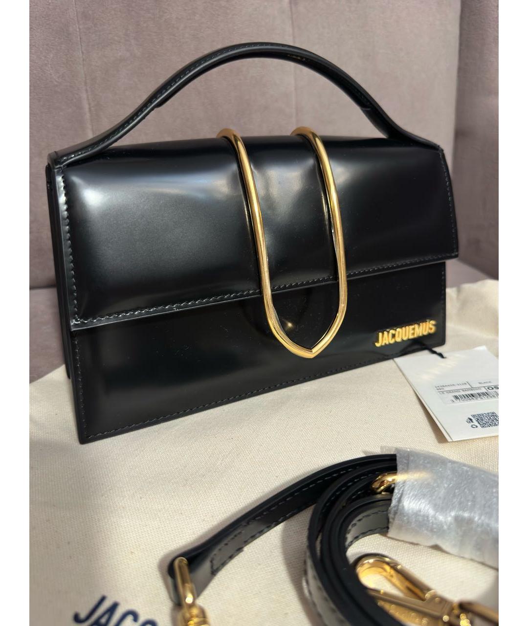 JACQUEMUS Черная кожаная сумка с короткими ручками, фото 2