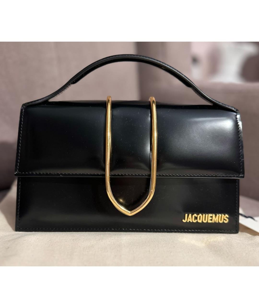 JACQUEMUS Черная кожаная сумка с короткими ручками, фото 9