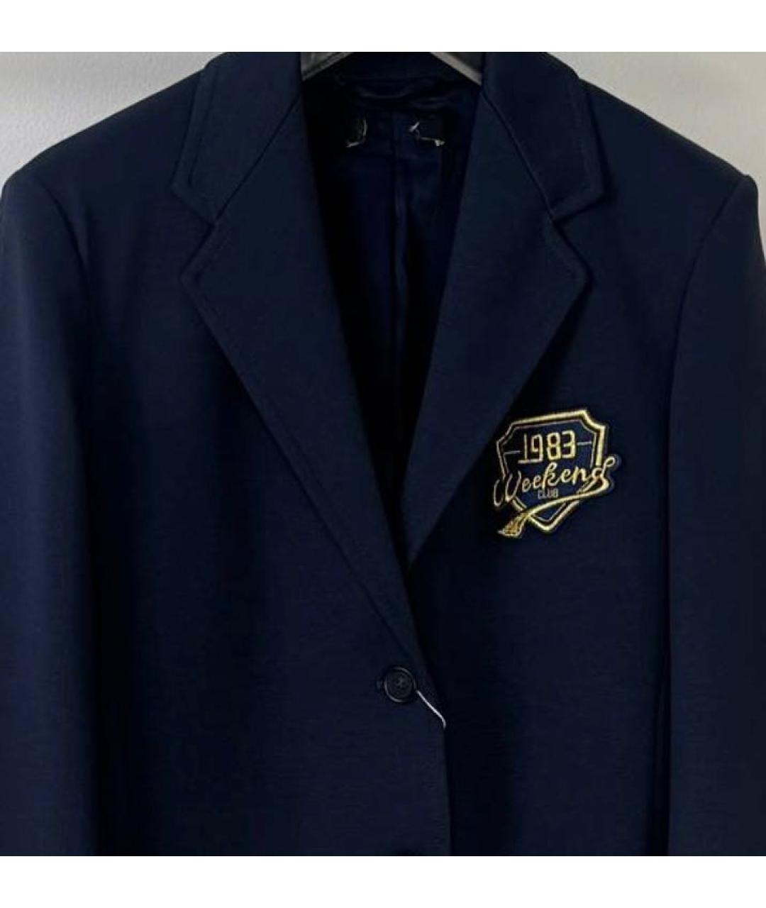 WEEKEND MAX MARA Темно-синий хлопковый костюм с брюками, фото 3