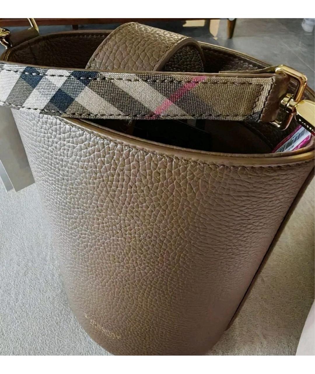 BURBERRY Коричневая кожаная сумка тоут, фото 6