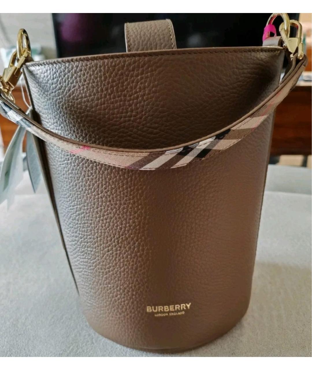 BURBERRY Коричневая кожаная сумка тоут, фото 5