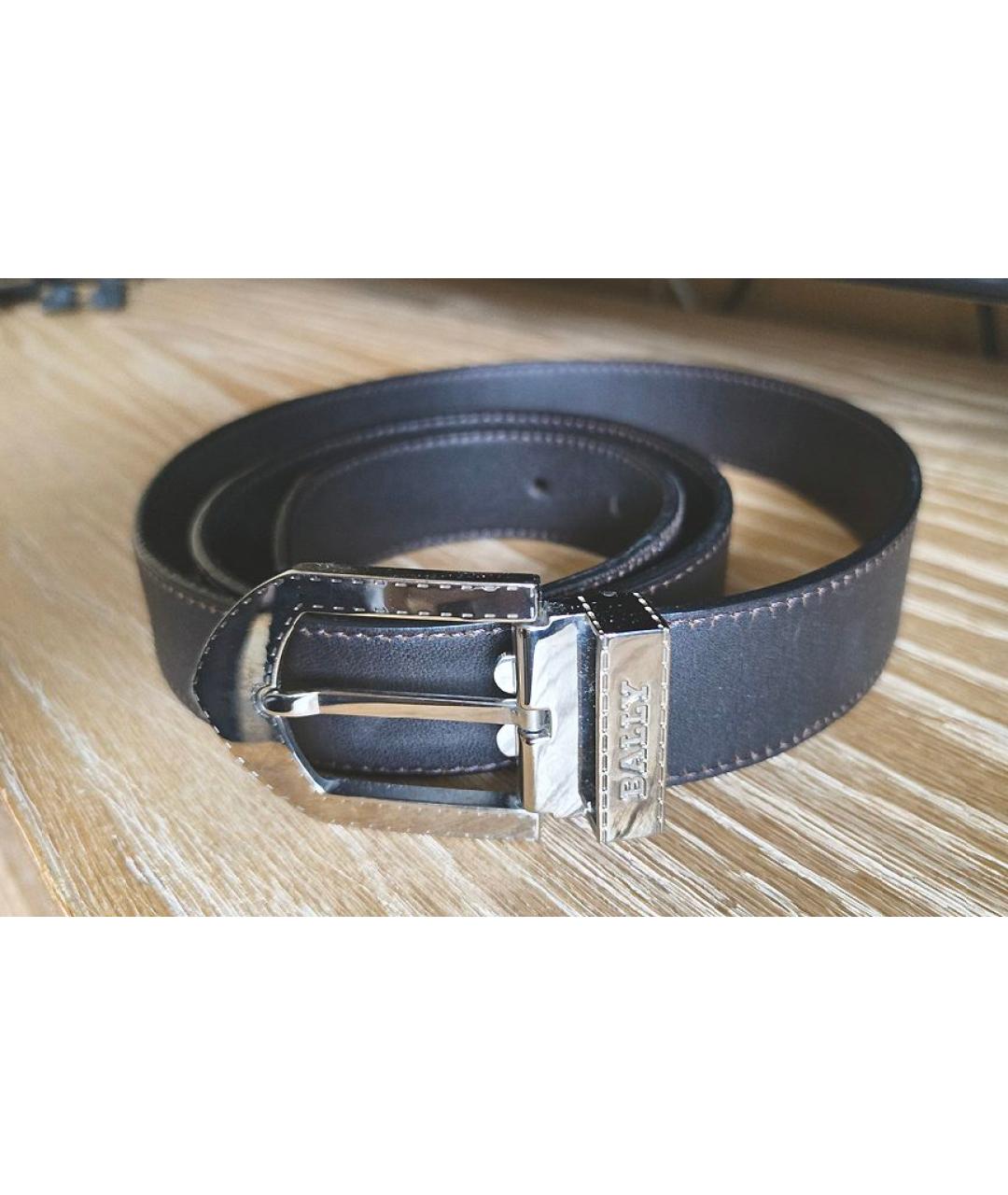 BALLY Коричневый кожаный ремень, фото 4