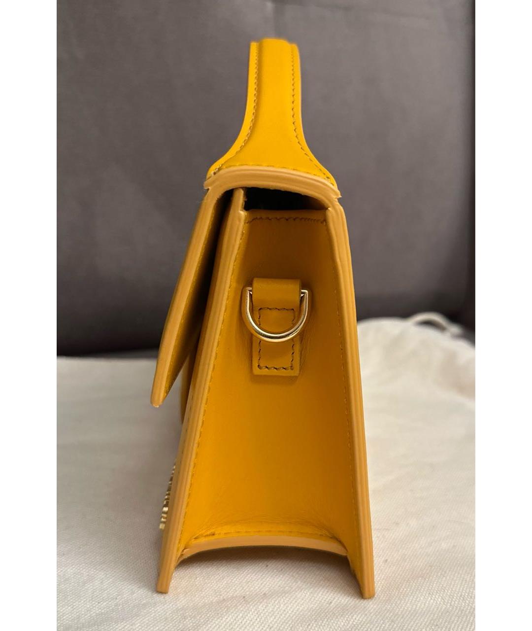 JACQUEMUS Оранжевая кожаная сумка с короткими ручками, фото 7