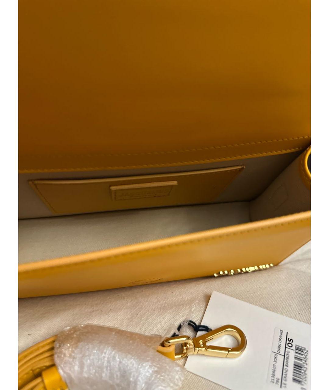 JACQUEMUS Оранжевая кожаная сумка с короткими ручками, фото 5