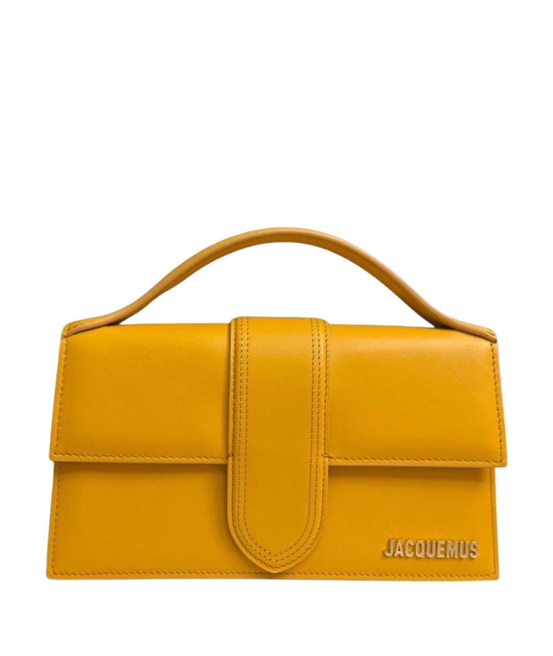 JACQUEMUS Оранжевая кожаная сумка с короткими ручками, фото 1