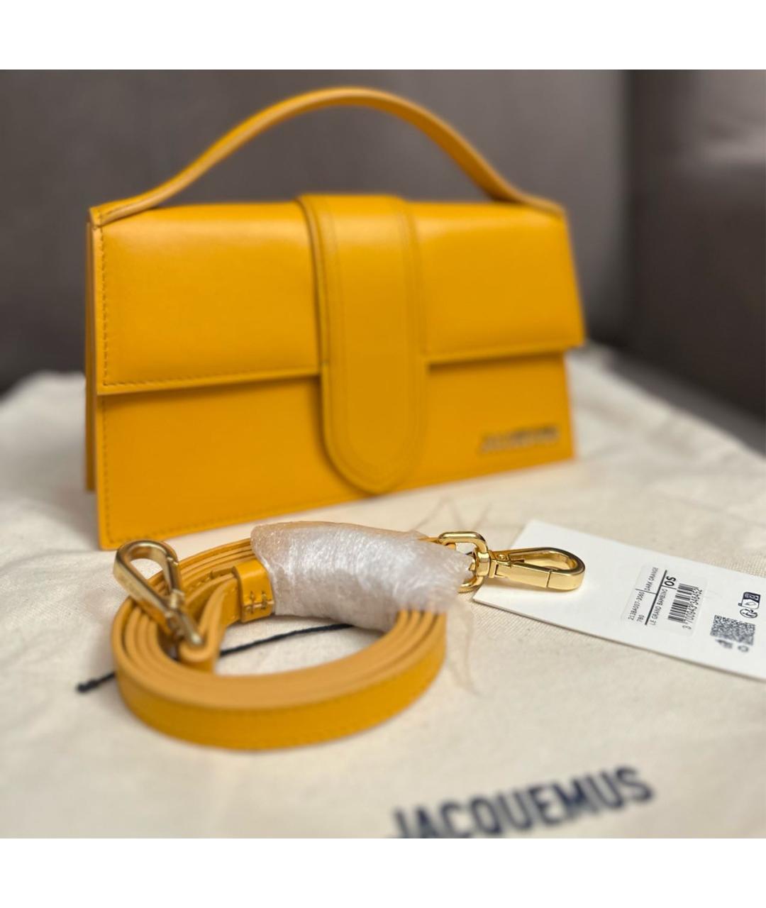 JACQUEMUS Оранжевая кожаная сумка с короткими ручками, фото 2