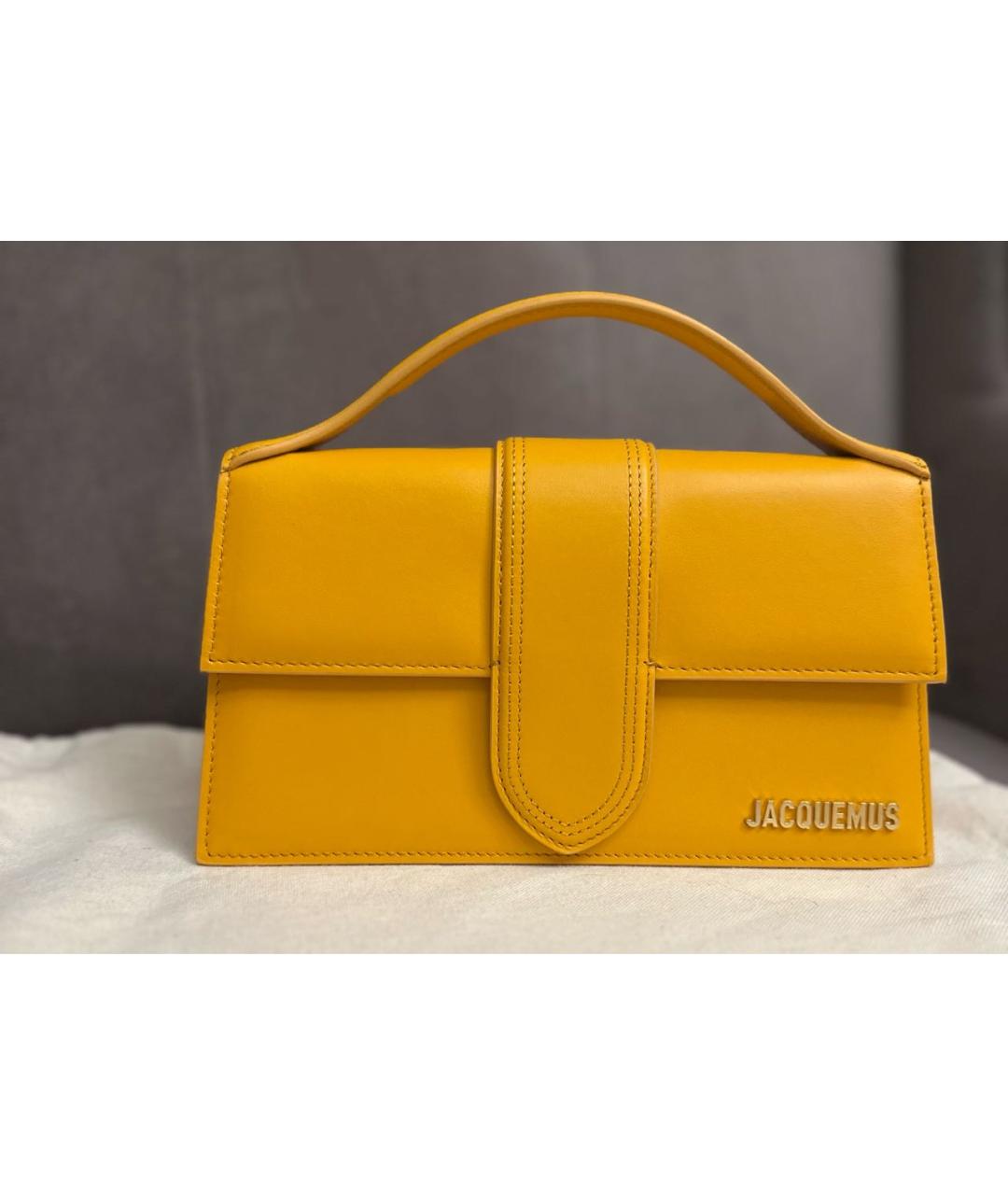 JACQUEMUS Оранжевая кожаная сумка с короткими ручками, фото 8