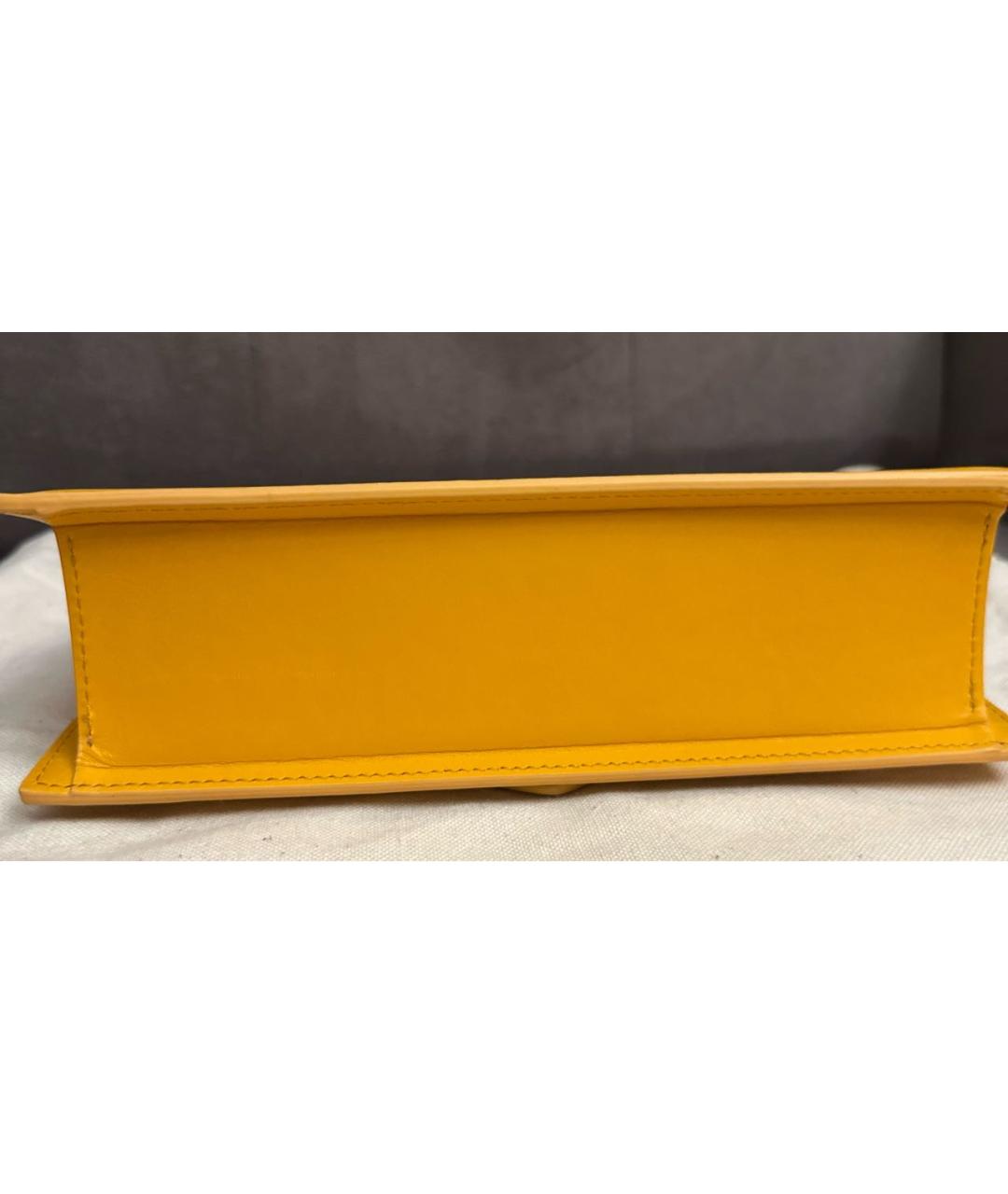 JACQUEMUS Оранжевая кожаная сумка с короткими ручками, фото 6