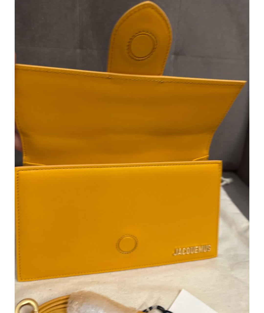 JACQUEMUS Оранжевая кожаная сумка с короткими ручками, фото 4