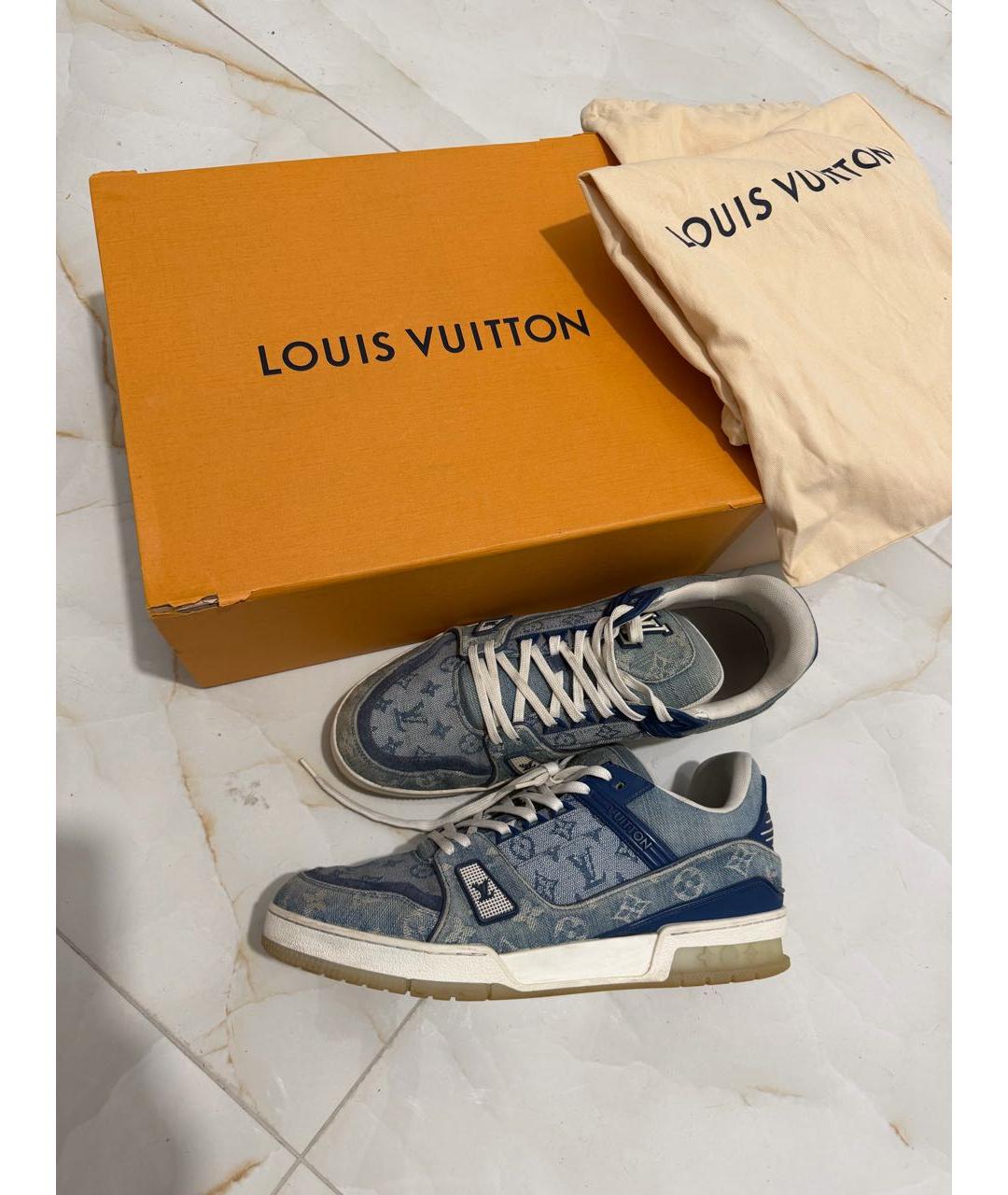 LOUIS VUITTON Синие текстильные низкие кроссовки / кеды, фото 3