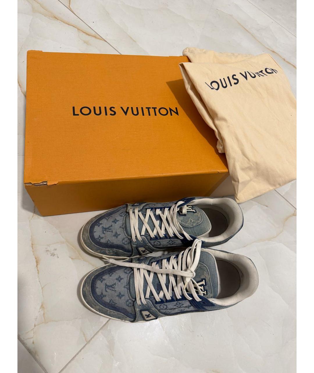 LOUIS VUITTON Синие текстильные низкие кроссовки / кеды, фото 2