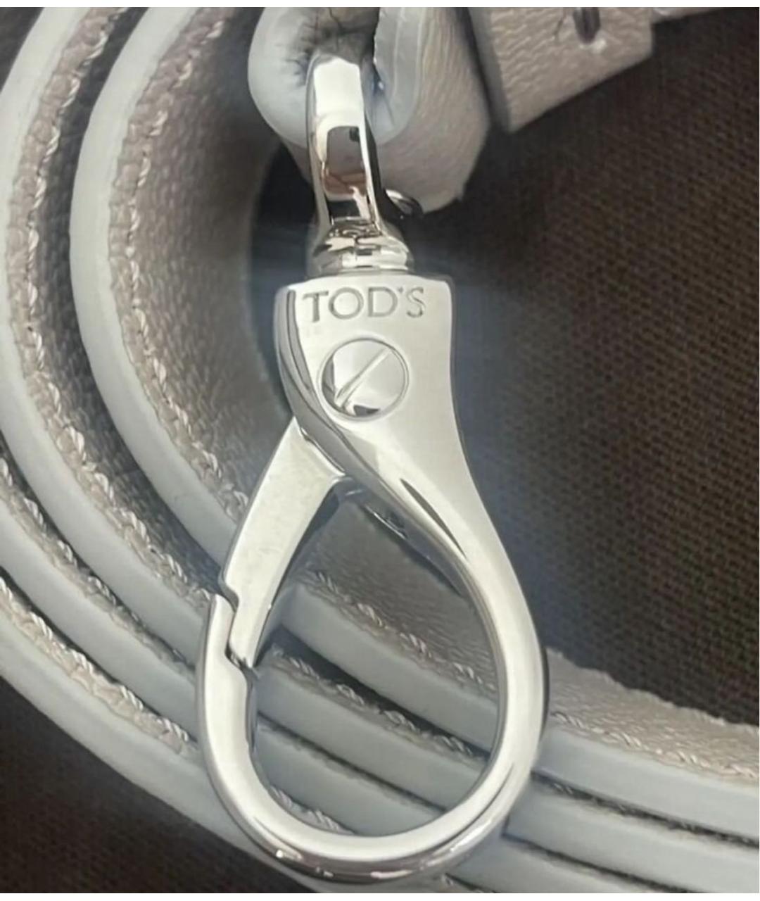 TOD'S Серая кожаная сумка с короткими ручками, фото 5