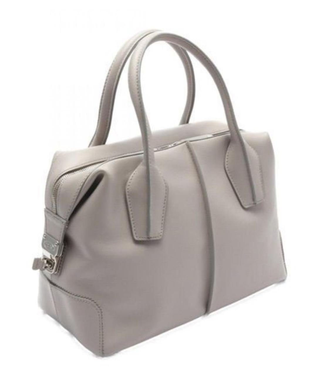 TOD'S Серая кожаная сумка с короткими ручками, фото 2