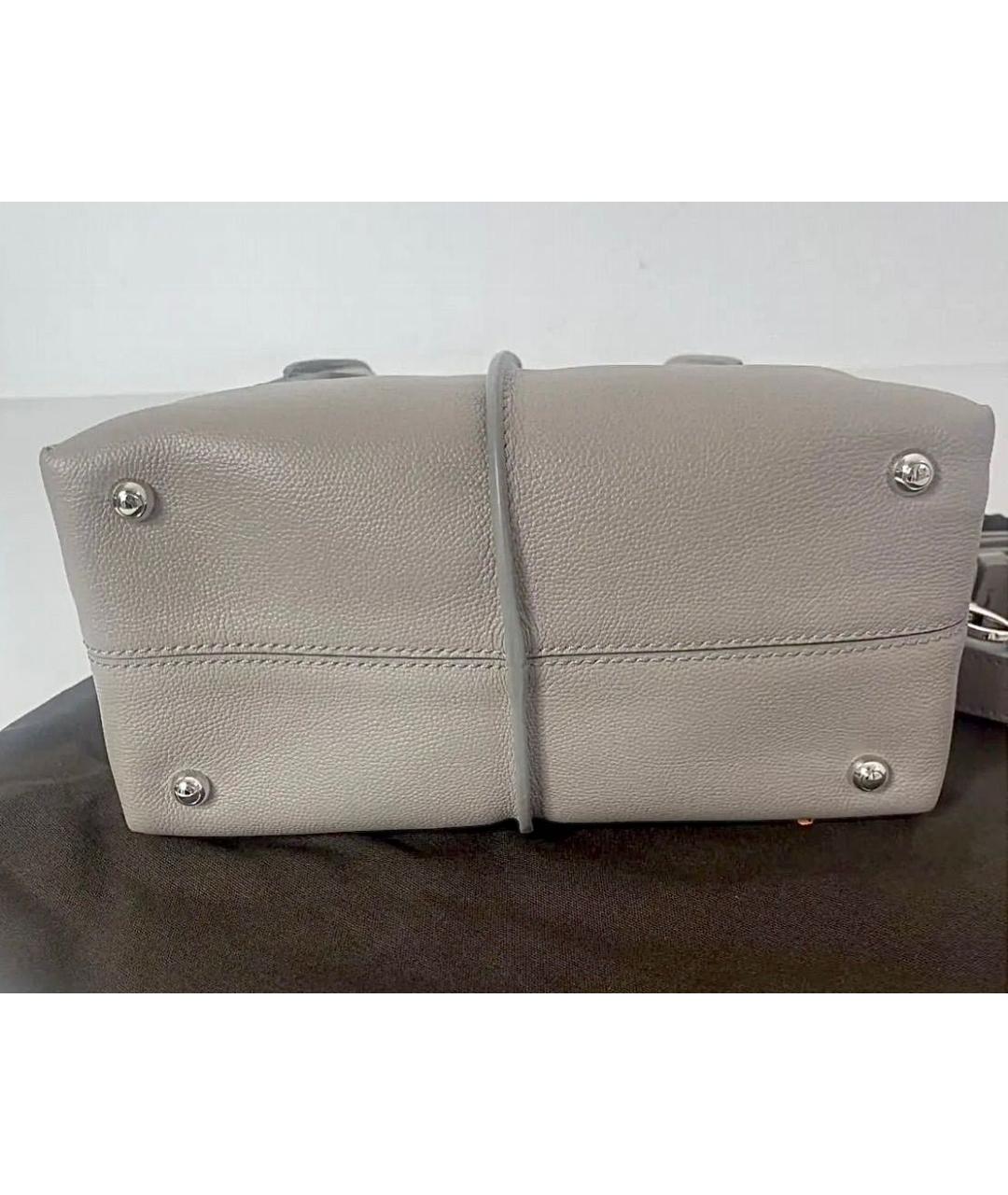 TOD'S Серая кожаная сумка с короткими ручками, фото 7