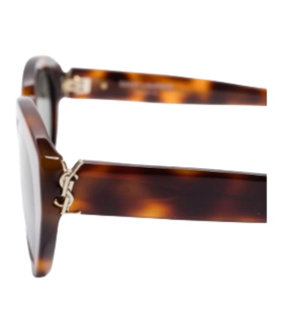 SAINT LAURENT Коричневые пластиковые солнцезащитные очки, фото 3