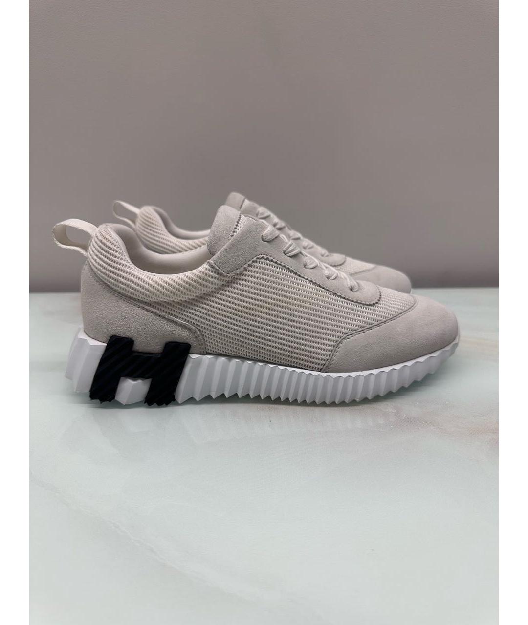 HERMES Белые текстильные кроссовки, фото 7