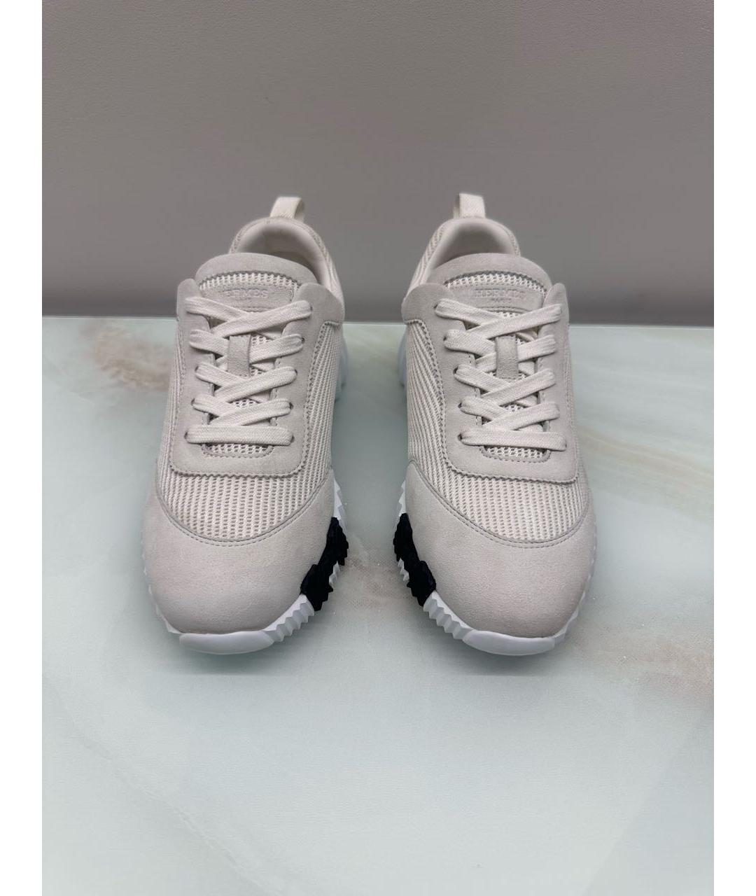 HERMES Белые текстильные кроссовки, фото 3