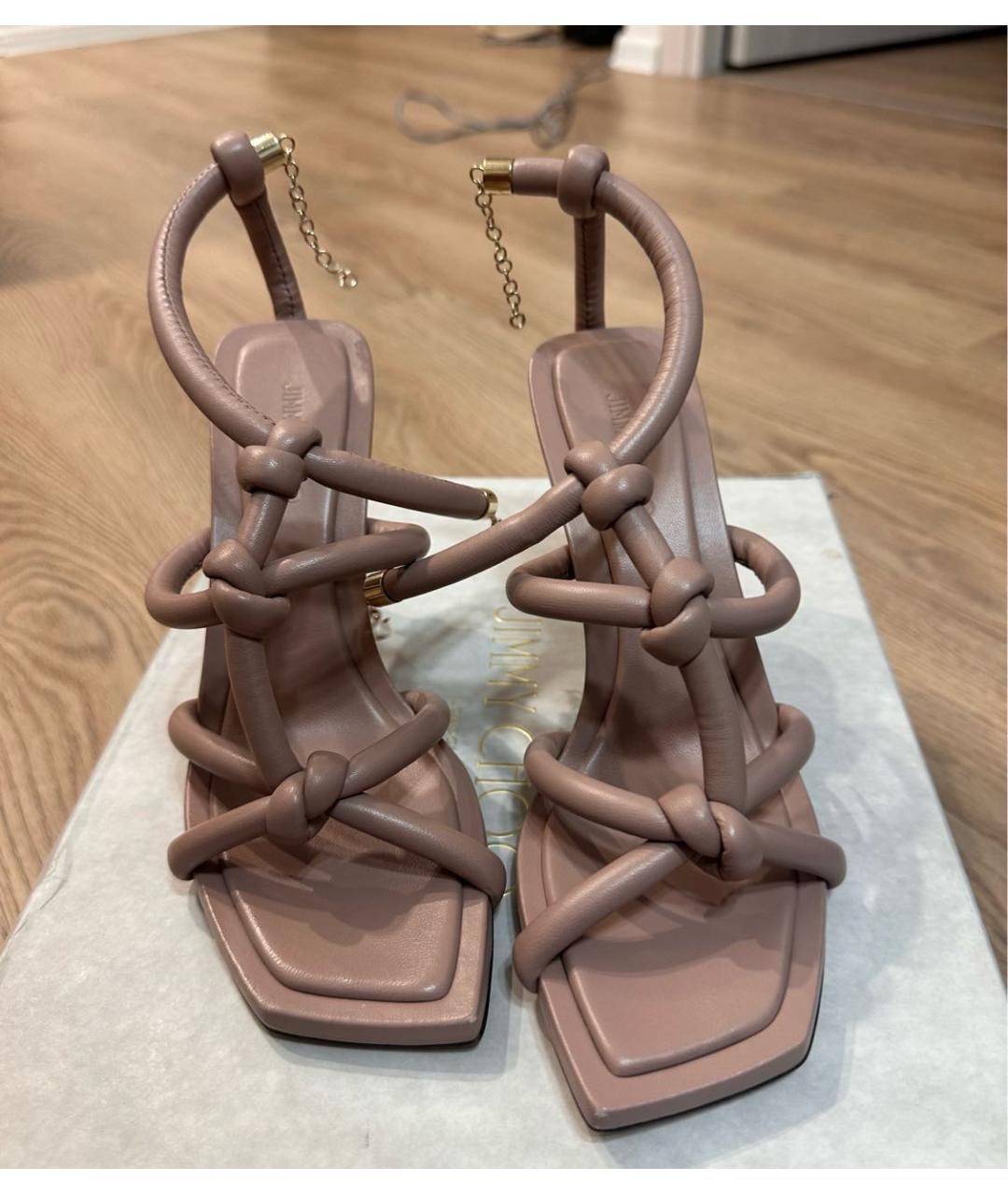 JIMMY CHOO Розовые кожаные босоножки, фото 2