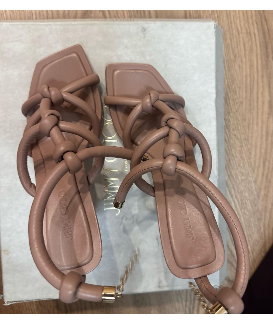 JIMMY CHOO Розовые кожаные босоножки, фото 3