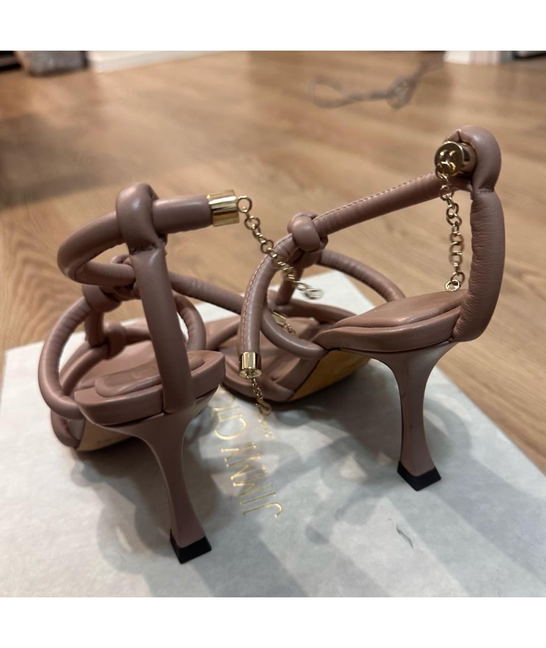 JIMMY CHOO Розовые кожаные босоножки, фото 4