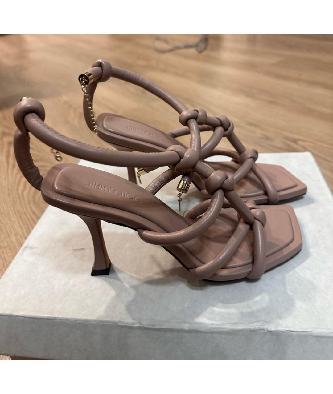 JIMMY CHOO Розовые кожаные босоножки, фото 5