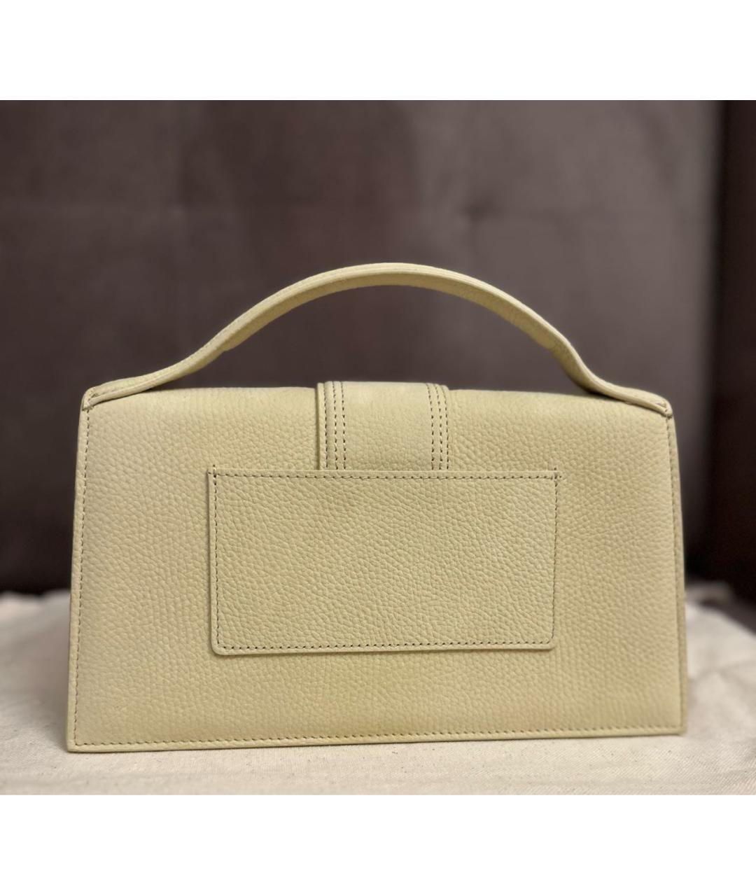 JACQUEMUS Желтая кожаная сумка с короткими ручками, фото 3